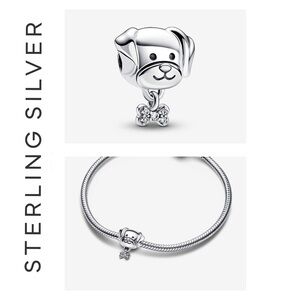 🐘🐘 S925 Sterling Silver Pet Dog & Bone Charm